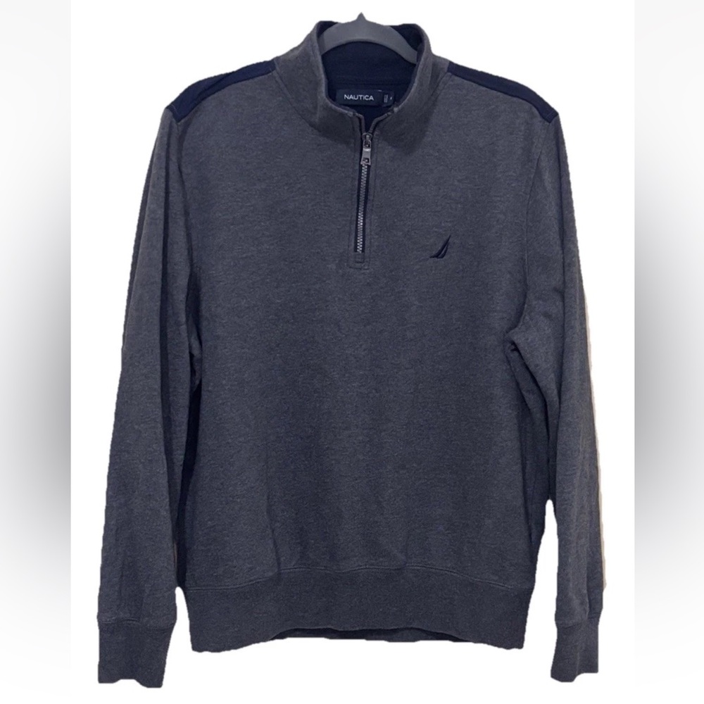 VTG Nautica, Men’s Quarter Zip Pullover, navy  grey, swim, work performance, M
